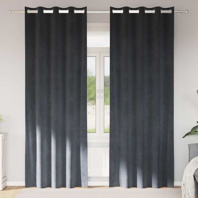 vidaXL Verdunkelungsvorhänge 2 pcs Hellgrau 140 x 245 cm Samt