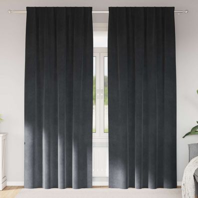 vidaXL Verdunkelungsvorhänge 2 pcs Hellgrau 140 x 225 cm Samt