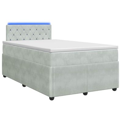 vidaXL Boxspringbett mit Matratze Hellgrau 120 x 190 cm Samt