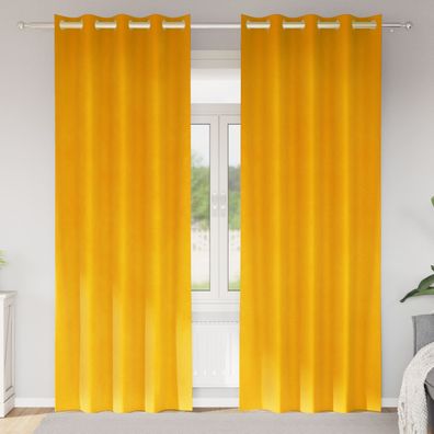 vidaXL Verdunkelungsvorhänge 2 pcs Senfgelb 140 x 260 cm Samt