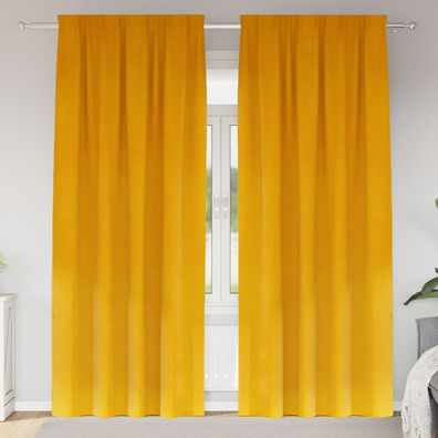 vidaXL Verdunkelungsvorhänge 2 pcs Senfgelb 140 x 245 cm Samt