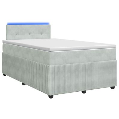 vidaXL Boxspringbett mit Matratze Hellgrau 120 x 200 cm Samt