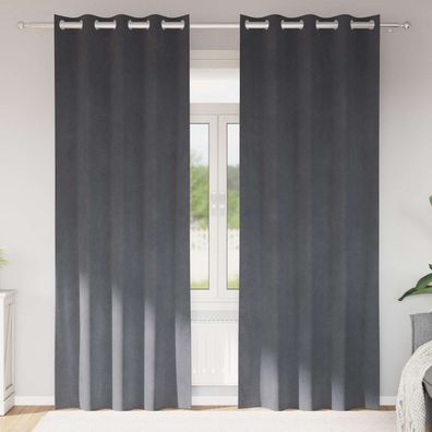vidaXL Verdunkelungsvorhänge 2 pcs Hellgrau 140 x 245 cm Samt