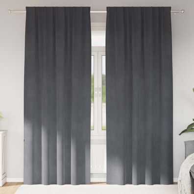 vidaXL Verdunkelungsvorhänge 2 pcs Hellgrau 140 x 260 cm Samt