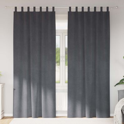 vidaXL Verdunkelungsvorhänge 2 pcs Hellgrau 140 x 260 cm Samt