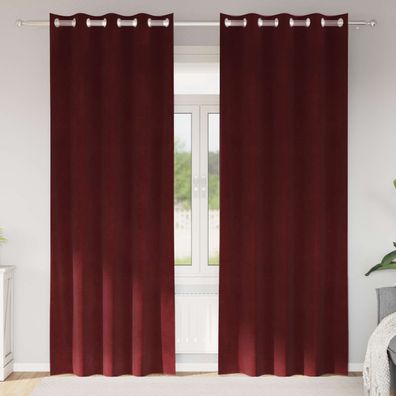vidaXL Verdunkelungsvorhänge 2 pcs Weinrot 140 x 225 cm Samt