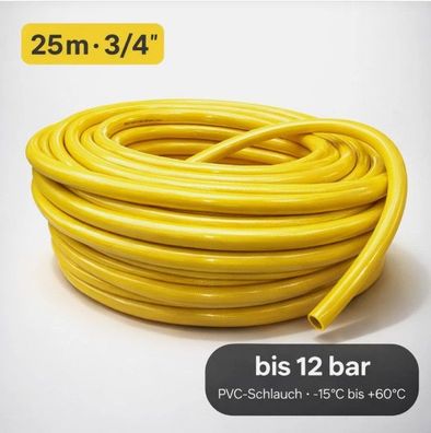 Megaflex Wasserschlauch 25 m 3/4" PVC gelb - Gartenschlauch bis 12 bar