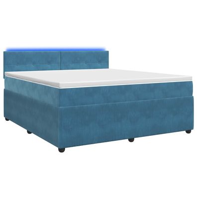 vidaXL Boxspringbett mit Matratze mit Kopfteil Blau 140 x 200 cm Samt