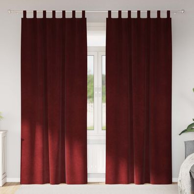 vidaXL Verdunkelungsvorhänge 2 pcs Weinrot 140 x 225 cm Samt