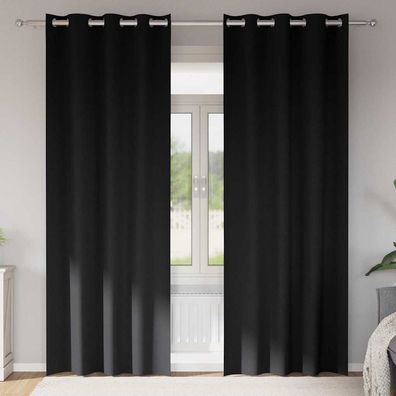 vidaXL Verdunkelungs-Vorhänge mit Ringen 2 pcs Schwarz 225 x 140 cm