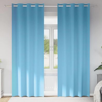 vidaXL Verdunkelungs-Vorhänge mit Ringen 2 pcs Himmelblau 225 x 140 cm