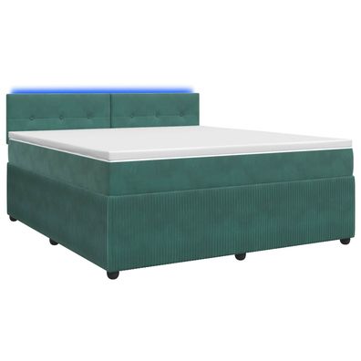 vidaXL Boxspringbett mit Matratze Dunkelgrün 180 x 200 cm Samt