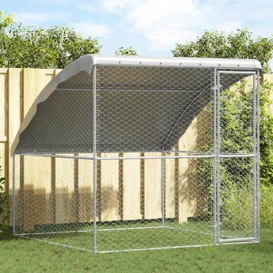 vidaXL Hundekäfig mit Speicher Silber 2 x 2 x 2 m Verzinkter Stahl