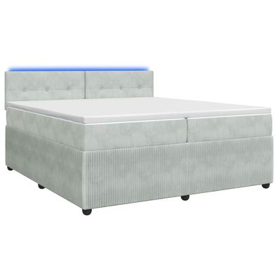 vidaXL Boxspringbett mit Matratze Hellgrau 200 x 200 cm Samt