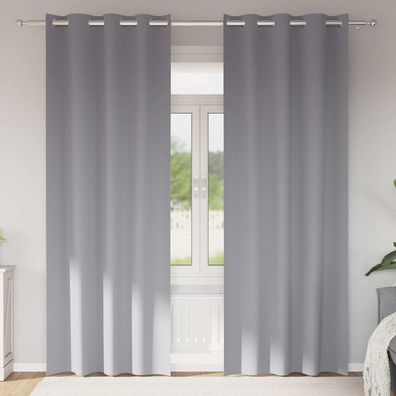 vidaXL Verdunkelungs-Vorhänge mit Ringen 2 pcs Hellgrau 245 x 140 cm