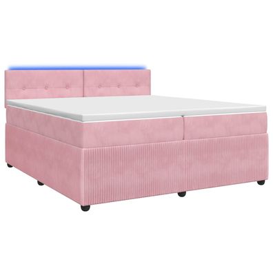 vidaXL Boxspringbett mit Matratze mit Kopfteil Rosa 200 x 200 cm Samt