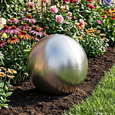 vidaXL Gebürsteter Ball Ø 37,5 cm Silber Edelstahl 201