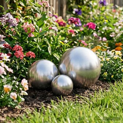 vidaXL Gebürsteter Ball 3 pcs Ø 20 cm Silber Edelstahl 201