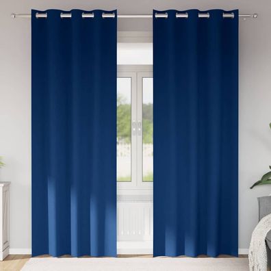 vidaXL Verdunkelungs-Vorhänge mit Ringen 2 pcs Dunkelblau 260 x 140 cm