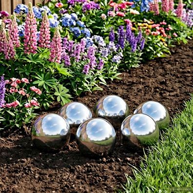 vidaXL Spiegelball 6 pcs Ø 7,5 cm Silber Edelstahl 201