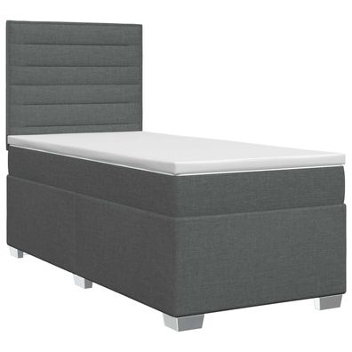 vidaXL Boxspringbett mit Matratze Dunkelgrau 80 x 200 cm Stoff