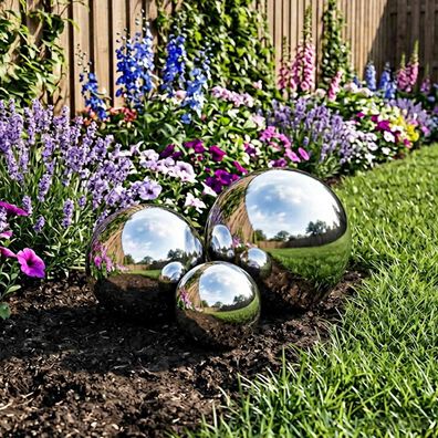 vidaXL Spiegelball 3 pcs Ø 20 cm Silber Edelstahl 201