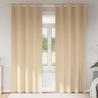 vidaXL Verdunkelungs-Vorhänge mit Ringen 2 pcs Creme 260 x 140 cm