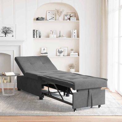 vidaXL Schlafsofa Ausziehbar Dunkelgrau 194 x 67 x 82 cm Mikrofaser