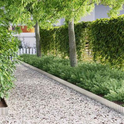 vidaxl Rasenrand Silber 1000 x 15 x 0,03 cm Galvanisiertes Stahl