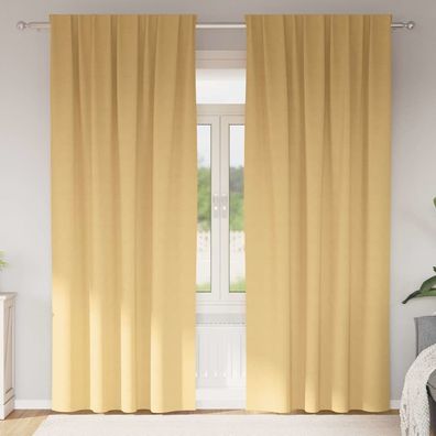 vidaXL Verdunkelungs-Vorhänge mit Ringen 2 pcs Beige 245 x 140 cm