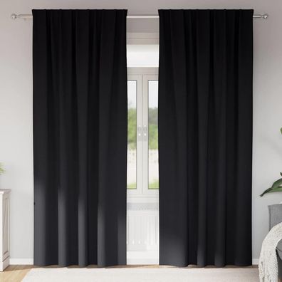 vidaXL Verdunkelungs-Vorhänge mit Ringen 2 pcs Schwarz 225 x 140 cm