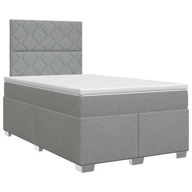 vidaXL Boxspringbett mit Matratze Hellgrau 120 x 190 cm Stoff