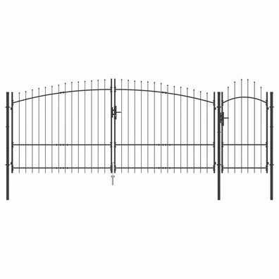 vidaXL Gartentor Woerden 100 x 400 cm Stahl Grau Abschließbar