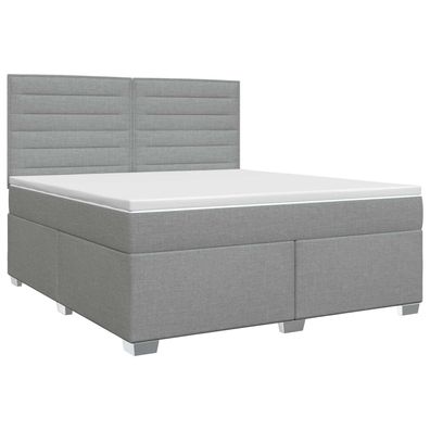 vidaXL Boxspringbett mit Matratze Hellgrau 140 x 190 cm Stoff