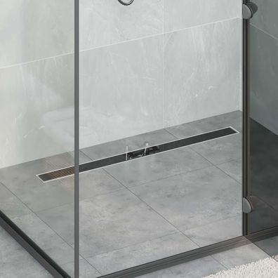 vidaXL Duschabfluss mit Glasabdeckung Schwarz 100 cm Edelstahl 304