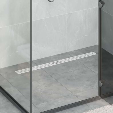 vidaXL Duschabfluss mit Liniendesign Silber 90 cm Edelstahl 304