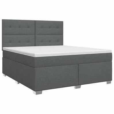 vidaXL Boxspringbett mit Matratze Dunkelgrau 160 x 200 cm Stoff