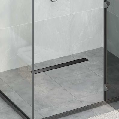 vidaXL Duschablauf 2-in-1 mit 360° Siphon Schwarz 60 cm Edelstahl 304