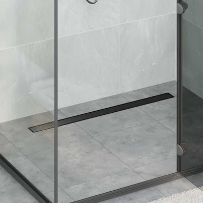 vidaXL Duschablauf 2-in-1 mit 360° Siphon Schwarz 90 cm Edelstahl 304