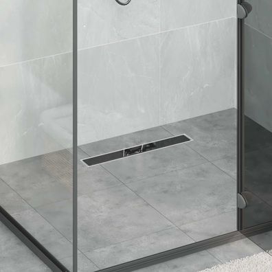 vidaXL Duschabfluss mit Glashülle und 360° Siphon Schwarz 50 cm