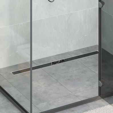 vidaXL Duschabfluss mit Glashülle und 360° Siphon Schwarz 100 cm