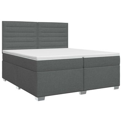 vidaXL Boxspringbett mit Matratze Dunkelgrau 200 x 200 cm Stoff