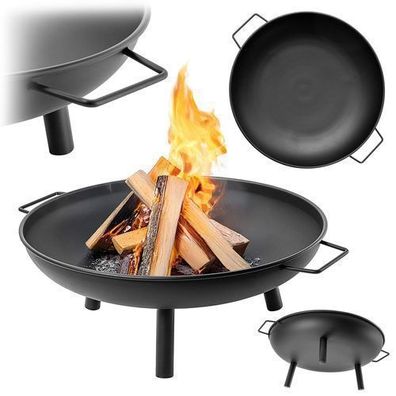 KADAX, runde Garten-Feuerstelle, 58 x 22 cm, Stahl, schwarz