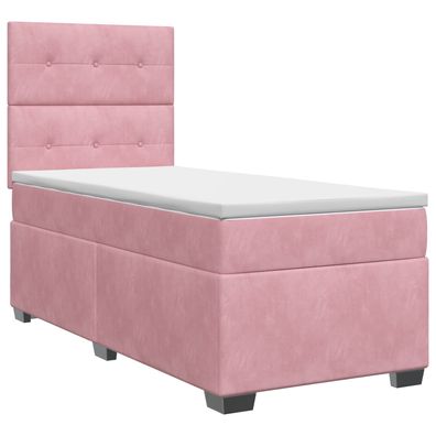 vidaXL Boxspringbett mit Matratze mit Kopfteil Rosa 100 x 200 cm Samt