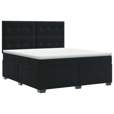 vidaXL Boxspringbett mit Matratze Schwarz 140 x 200 cm Samt