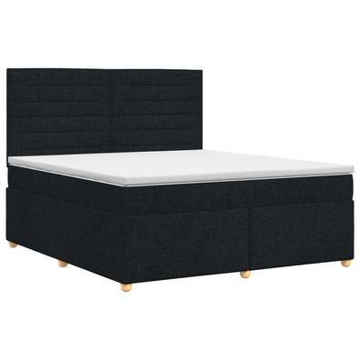vidaXL Boxspringbett mit Matratze Schwarz 140 x 200 cm Stoff