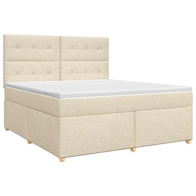 vidaXL Boxspringbett mit Matratze Creme 140 x 200 cm Stoff