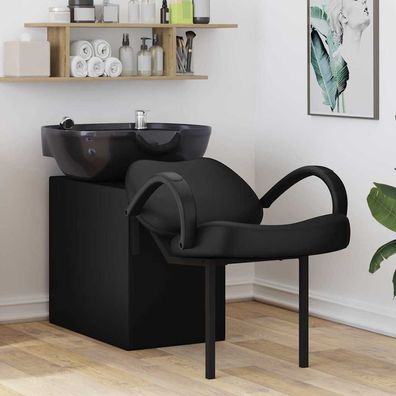 vidaXL Shampoo Stuhl Schwarz 136 x 60 x 92 cm PVC