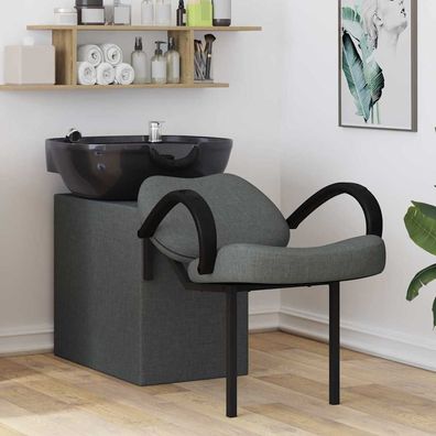 vidaXL Shampoo Stuhl Dunkelgrau und Schwarz 136 x 60 x 92 cm Stoff