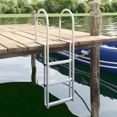 vidaXL 3-Stufen Dockleiter Silber 45 x 11,5 x 134 cm Aluminium